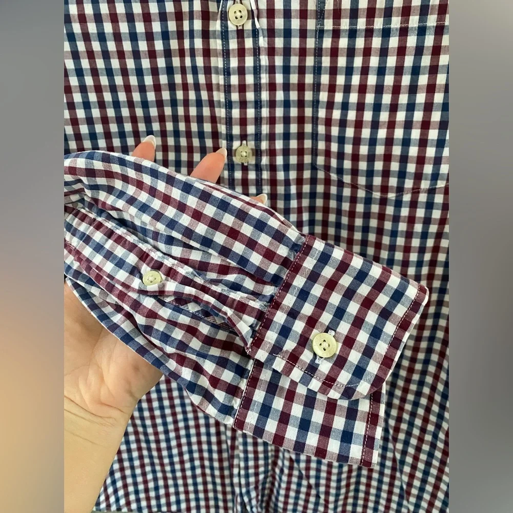 J. Crew - Red, White & Blue Checkered 100% Cotton Button Down Shirt - Size M